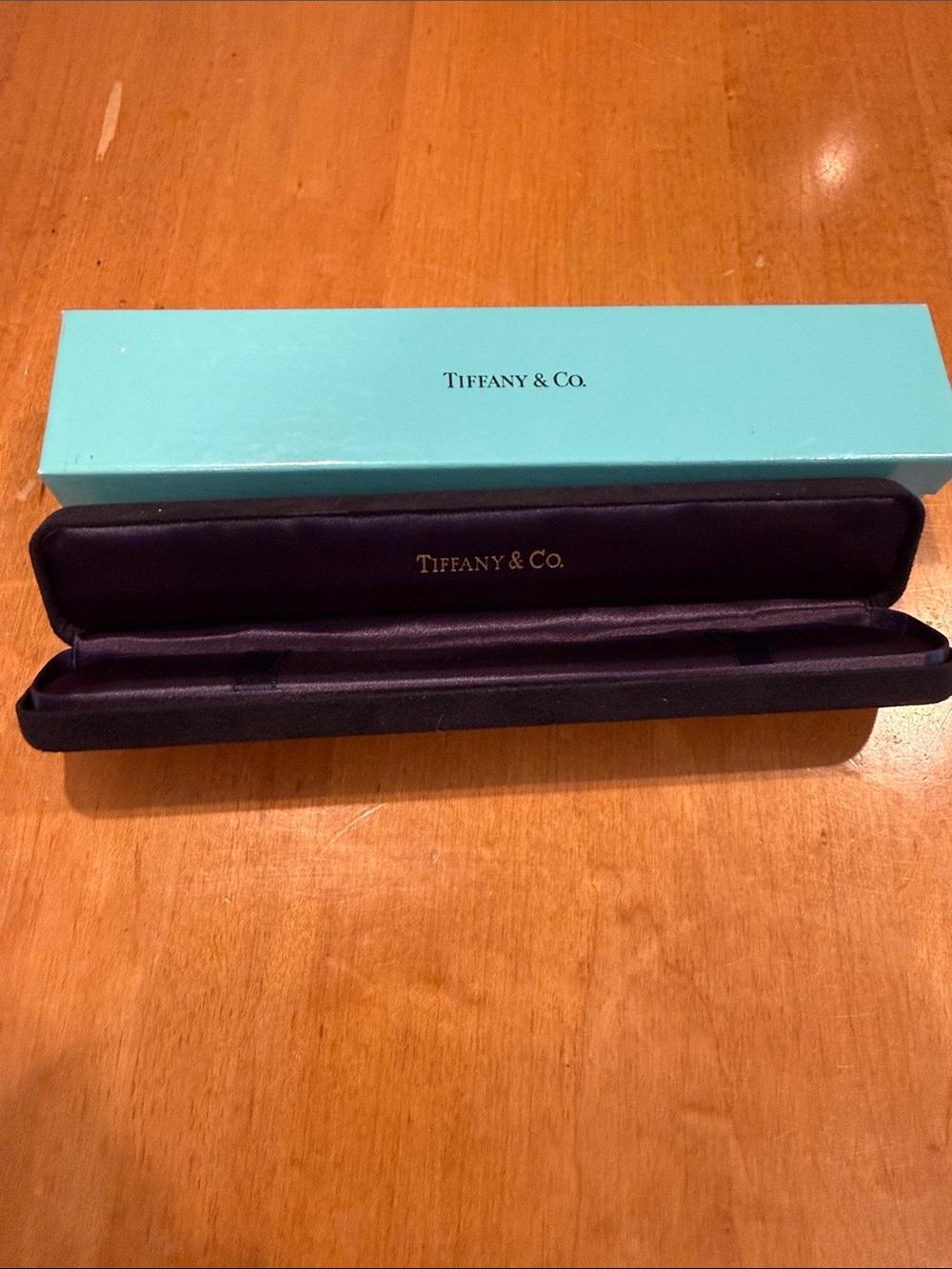 Tiffany & Co. Blue Outer Box with Navy Velvet Jewelry Case